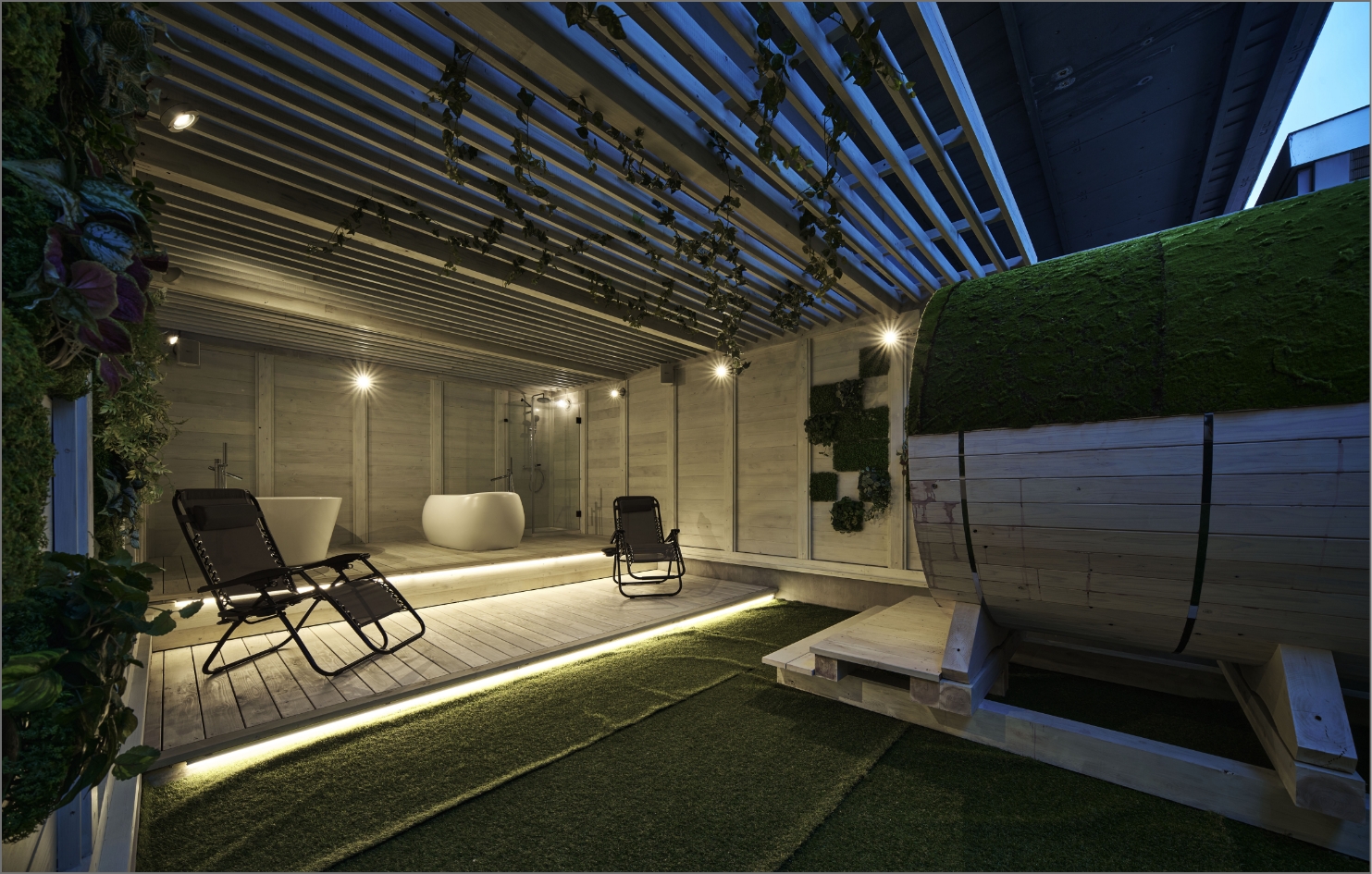 奥行きを生む三段のフロアデザイン